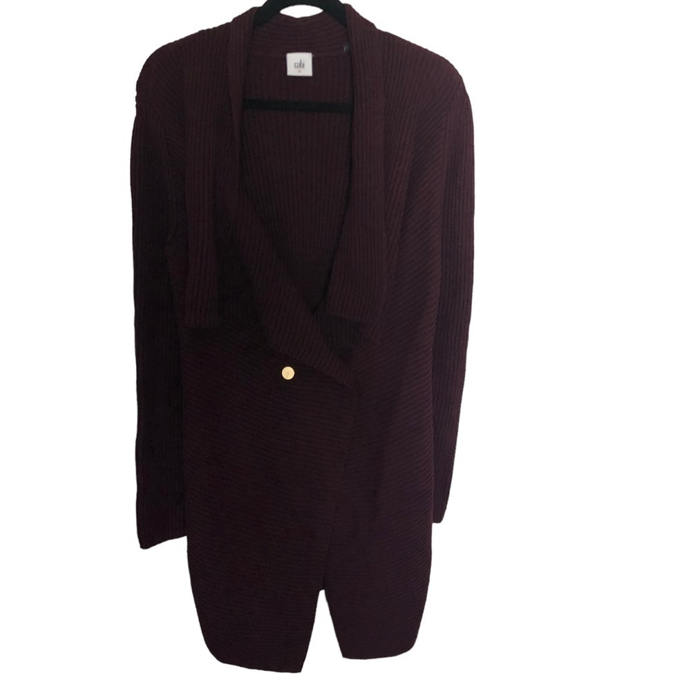 Cabi Regal Cardigan Mulberry Wine Ribbed #3350 - Picture 3 of 8